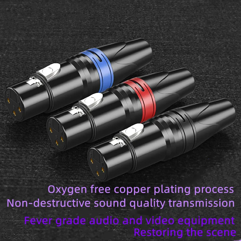 3 Core XLR Audio Connector Head Pure Copper Needle Male Female Welding Plug Socket Microphone Amplificador de audio Audiophile