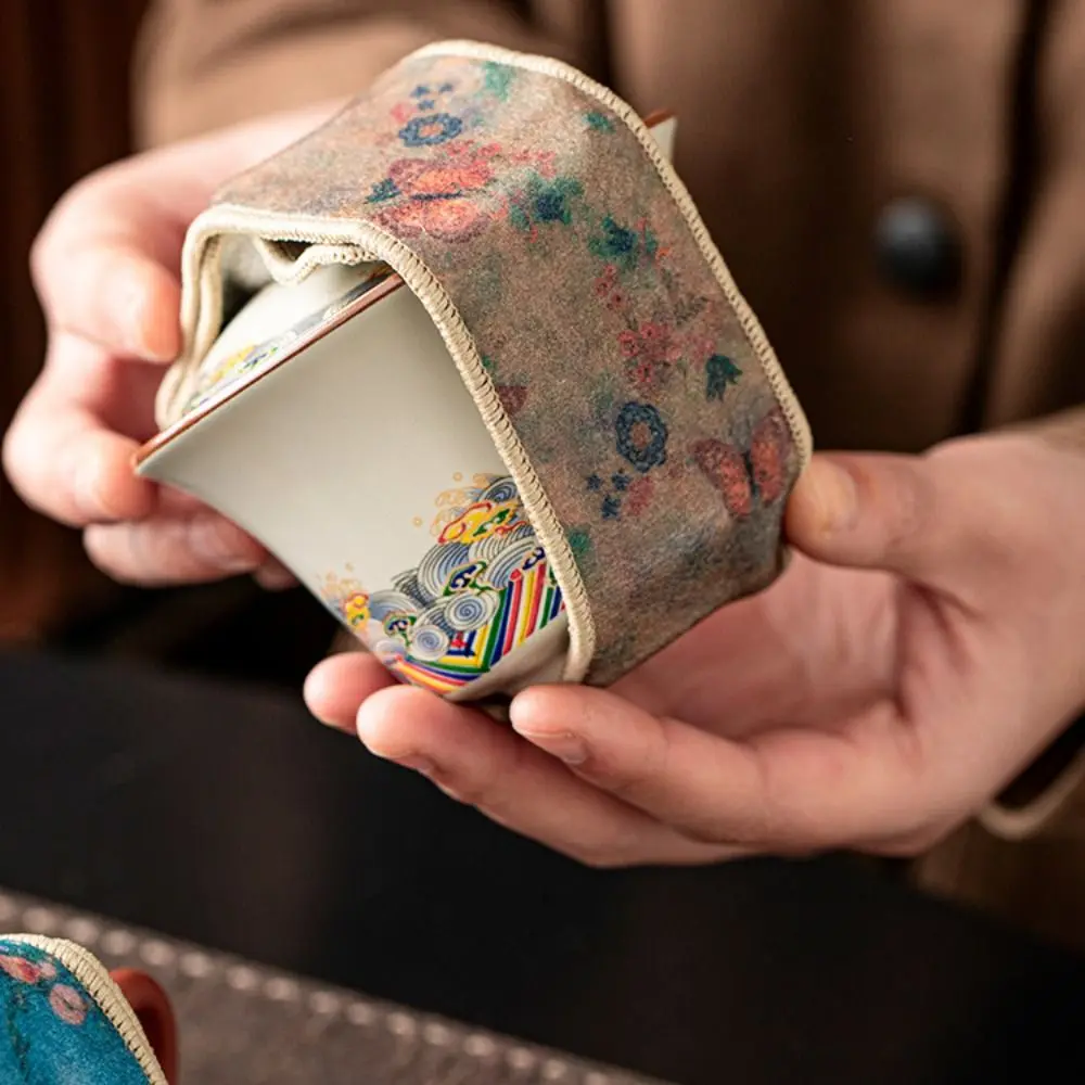 Flower Tea Set Protective Cover Chinese Style Bump-proof Tea Pot and Cup Holder Anti-Drop Tea Accessories Protection