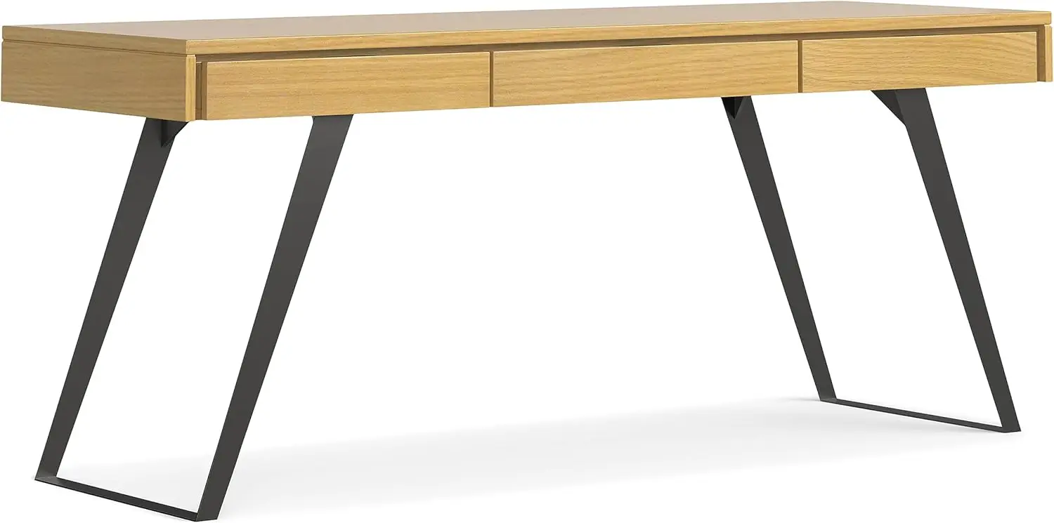 Lowry Modern Industrial Wide Large Office Desk, Writing, Workstation And Study Table, 72 Inch, Oak