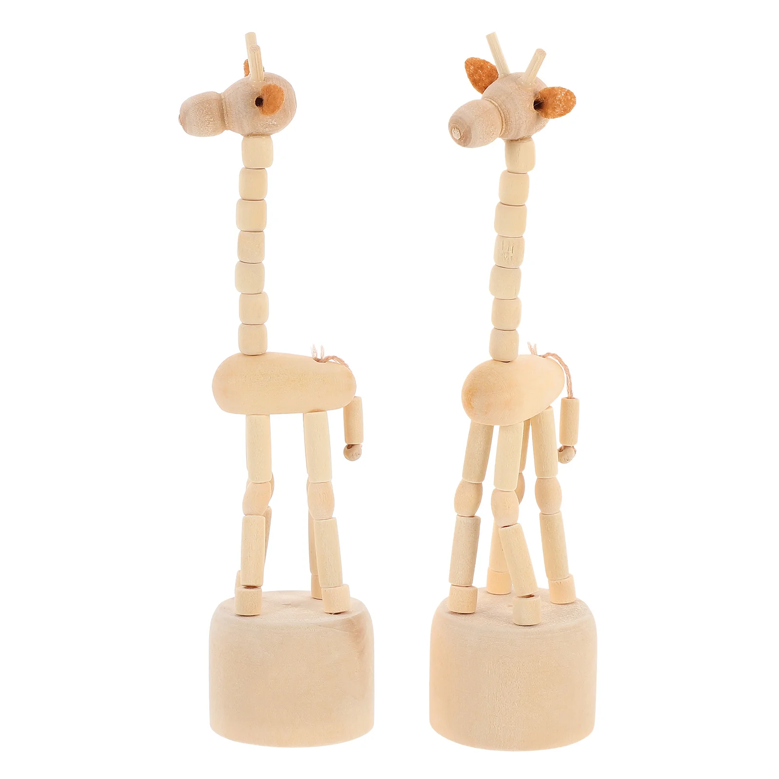 2 Pcs The Wiggles Toys Giraffe Puppet Wood Adornments Wooden Crafts Car Children Kids Khaki Cartoon Decors Lovers