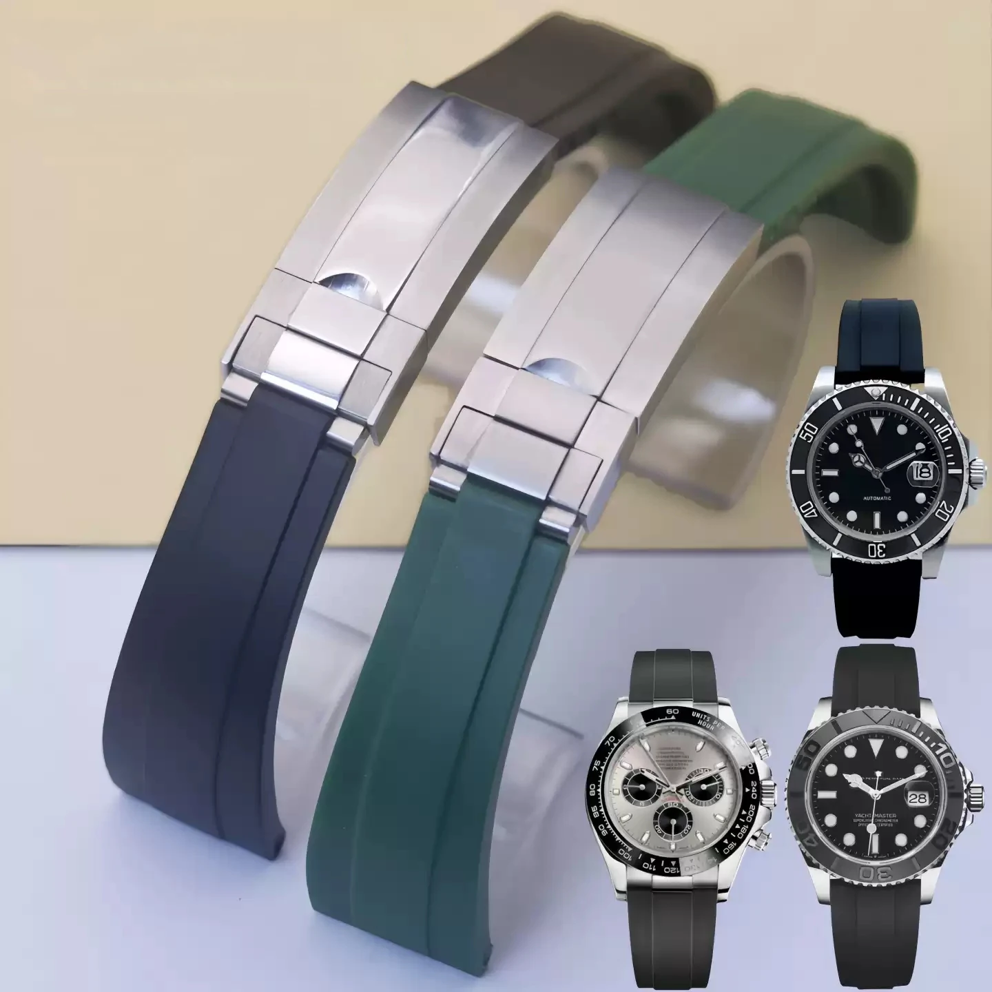 Rubber Watch For Rolex Black Green Blue Water Ghost Ditongna GMT RUBBER B Silicone Waterproof Watch Chain 20mm 21mm