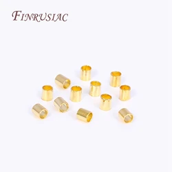 14K/18K Gold Plated 2mm Tube Crimp Beads, High Quality Cylindrical Tube Crimp End Bead For Jewellery Making Supplies Wholesale