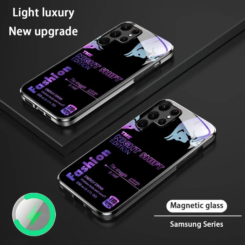 

Starry Sky Red Fashion B-Bull Phone Case For Samsung S25 S24 S23 S22 S21 S20 Plus Ultra Note20 Glass Magnetic Case