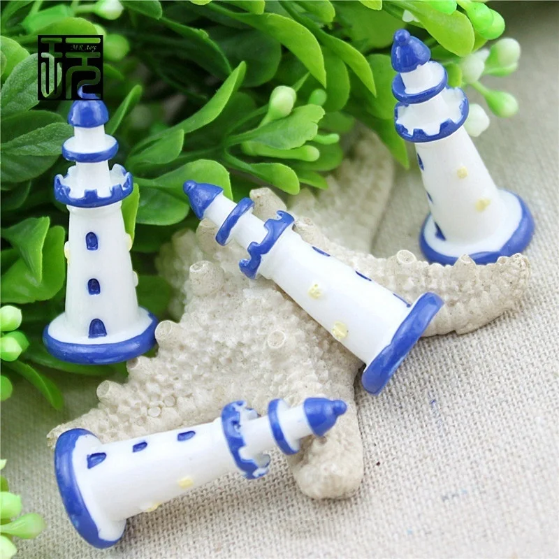 6pcs/set Plastic Lighthouse Tower Mini Fairy Garden Miniatures Gnomes DIY Bonsai/ Terrariums/ Succulents/ Micro Moss Decoration