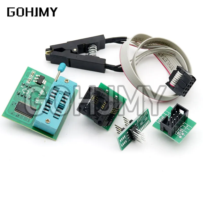 CH341A 24 25 시리즈 EEPROM 플래시 BIOS USB 프로그래머 모듈 + SOIC8 SOP8 테스트 클립 + 1.8V 어댑터 + SOIC8 어댑터 DIY 키트