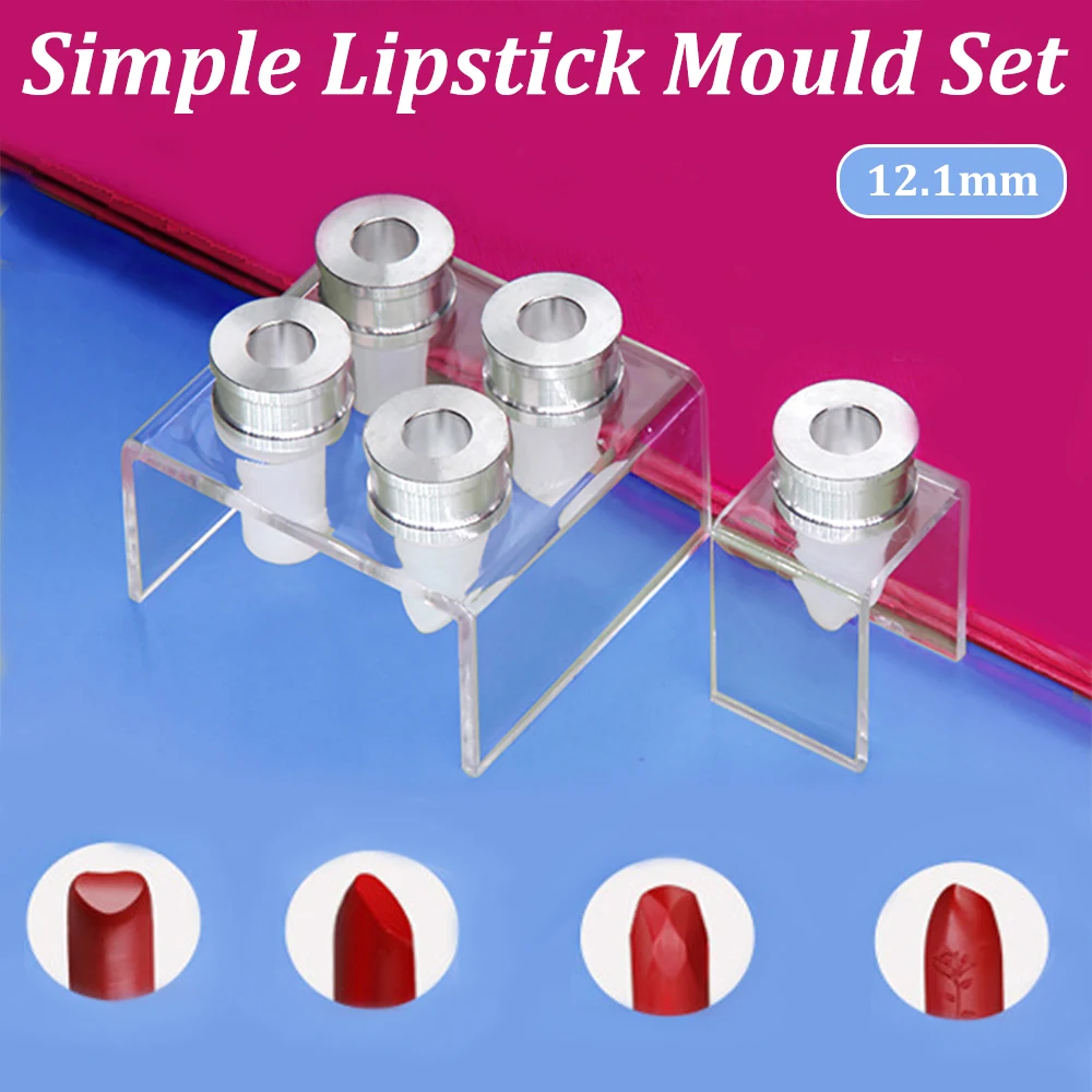 4 Holes Lipstick Mould Holder Set Simple Lipstick Silicone Mould Set for 12.1mm Lipstick Tube Makeup Cosmetics DIY Making Tool