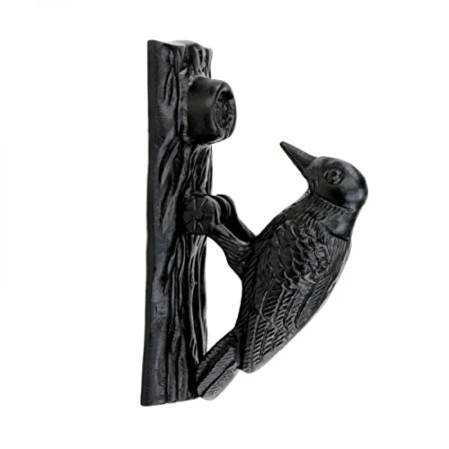 

Woodpecker Door Knocker Cast Iron RSF Finish 6.5 Inch Rustic Front Door Hardware with Mounting Screws