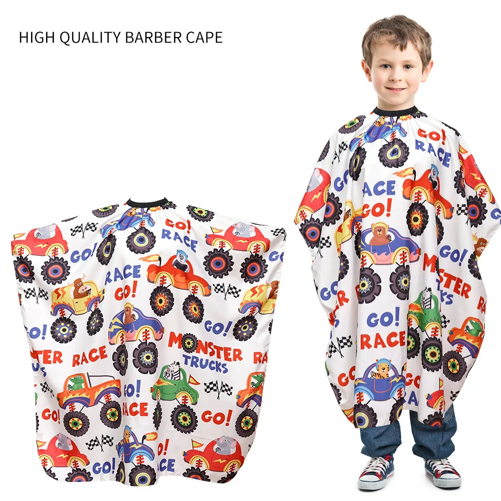90*75CM Kids Cartoon Haircut Cape Professional Barber Haircut wrap Salon Children Waterproof Cutting Gown Hair Styling Supplies