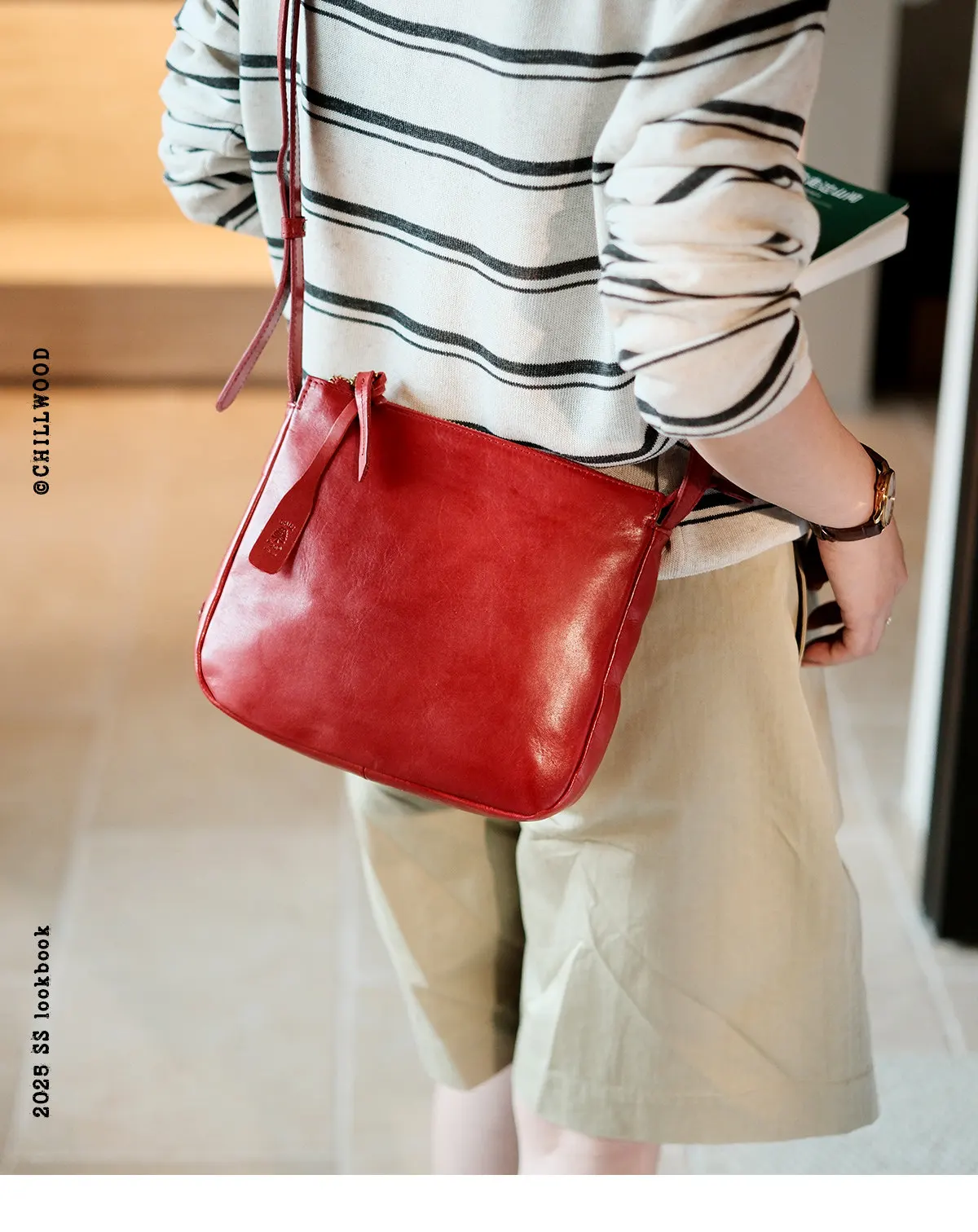 Handgefertigte Damen-Umhängetasche aus echtem Leder in Rot, für Outdoor-Partys, luxuriöse Schultertasche aus echtem Rindsleder – Detail 1
