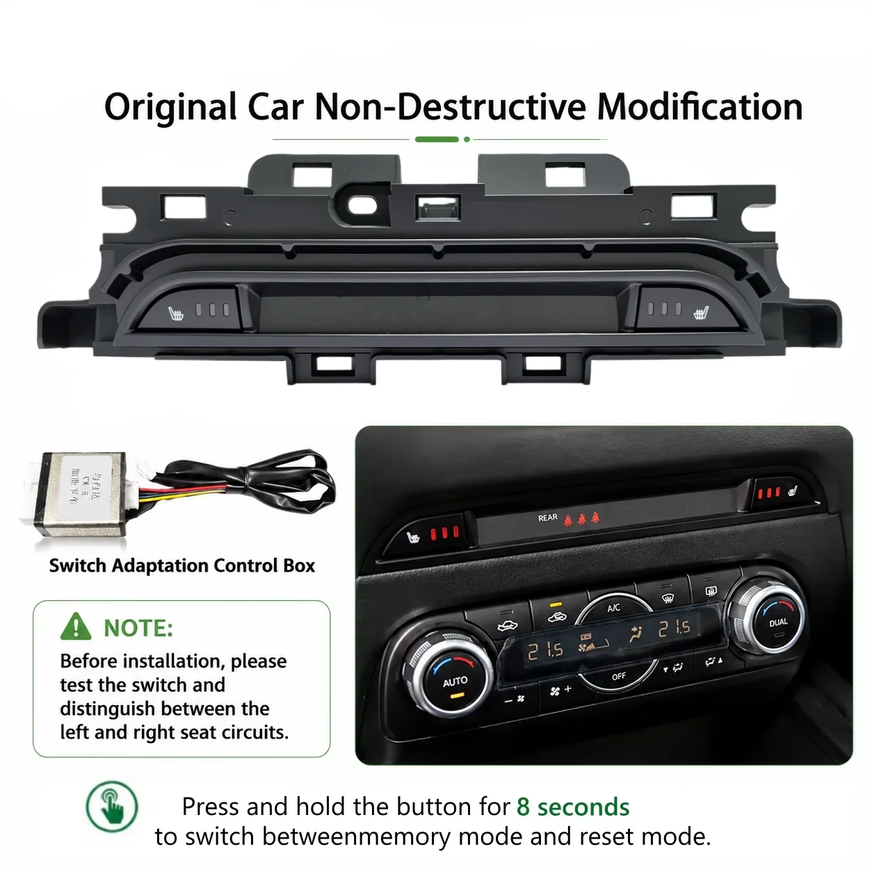 Built-in Car Seat Heating System Kit Fit 2 Seats, Compatible With Mazda CX-5 2024-2025 Including Dedicated Switch Fit Winter