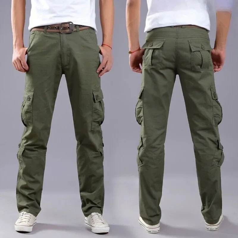 Pantalones Cargo de senderismo para hombre, pantalones de exterior para hombre, multibolsillos, novedad en barato, diseño de algodón Emo, estilo coreano holgado