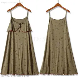Sweet Printed Spaghetti Strap Nightgown Homewear Women's Large Size 7XL 8XL Intimate Lingerie Nightdress Elastic Soft Sleepwear