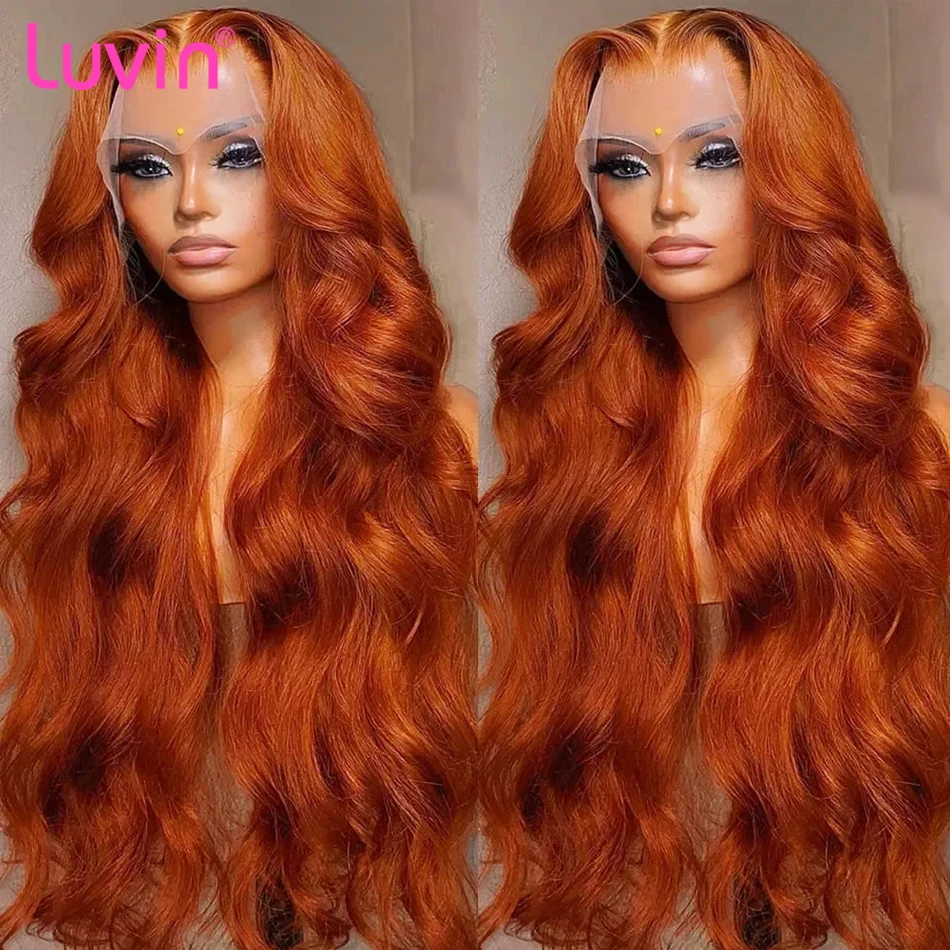 Luvin 180% 30 inch Ginger Orange 13x6 HD Lace Front Wigs Bone Body Wave 13x4 Human Hair Transparent Lace Frontal Wigs For Women