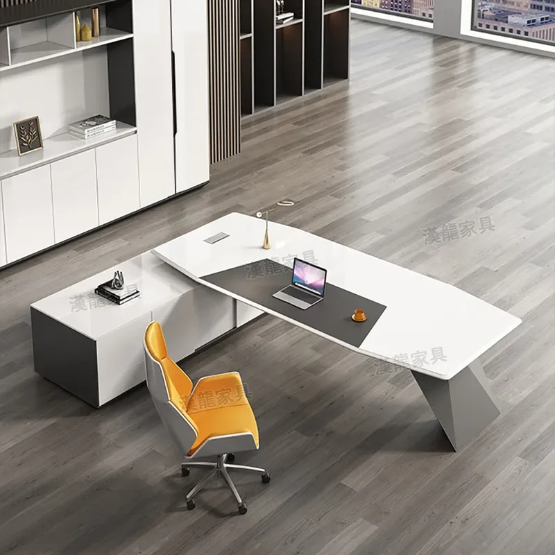 for White Paint Boss Table and Chairs Simple Modern Desk Creative President Table Fashion Supervisor Desk Manager Table