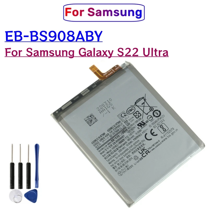 Batería nueva EB-BS908ABY 5000mAh para Samsung Galaxy S22 Ultra S22Ultra SM-S908 SM-S9080 teléfono móvil + herramientas gratis