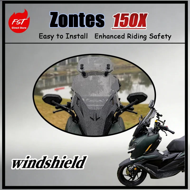 FOR Zontes150X ForzaStyle Windshield And Mirror Forward Relocation Set OEM-Quality Anti-Glare High-Definition Clarit Perfect Fit