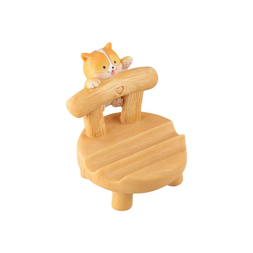 Wooden Chair Chair Phone Holder Personalized Cat Mobile Phone Stand Unique Puppy Mobile Phone Holder For Phones/Tablet