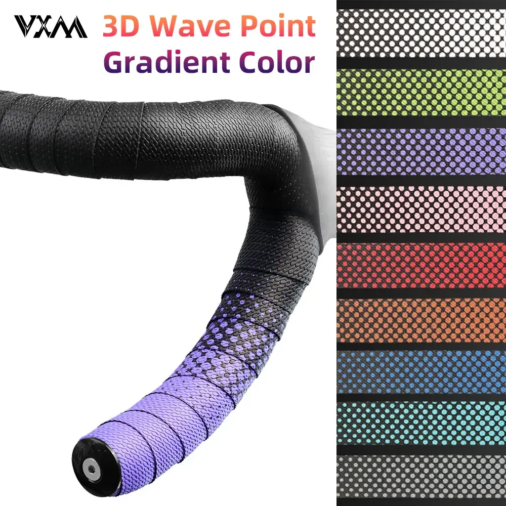 Wave Point Road Bike Handlebar Tape Gradient Color Bar Tapes Soft Anti-Vibration Wrap Tape Durable