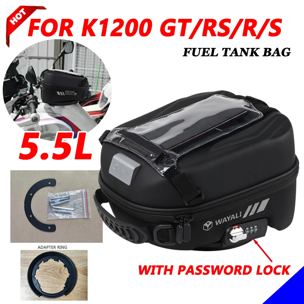 For BMW K1200GT K1200RS K1200S K1200R K1600GT K1200 GT/R Motorcycle Tank Bag 5.5L Navigation Bags Storage Bag With Password Lock