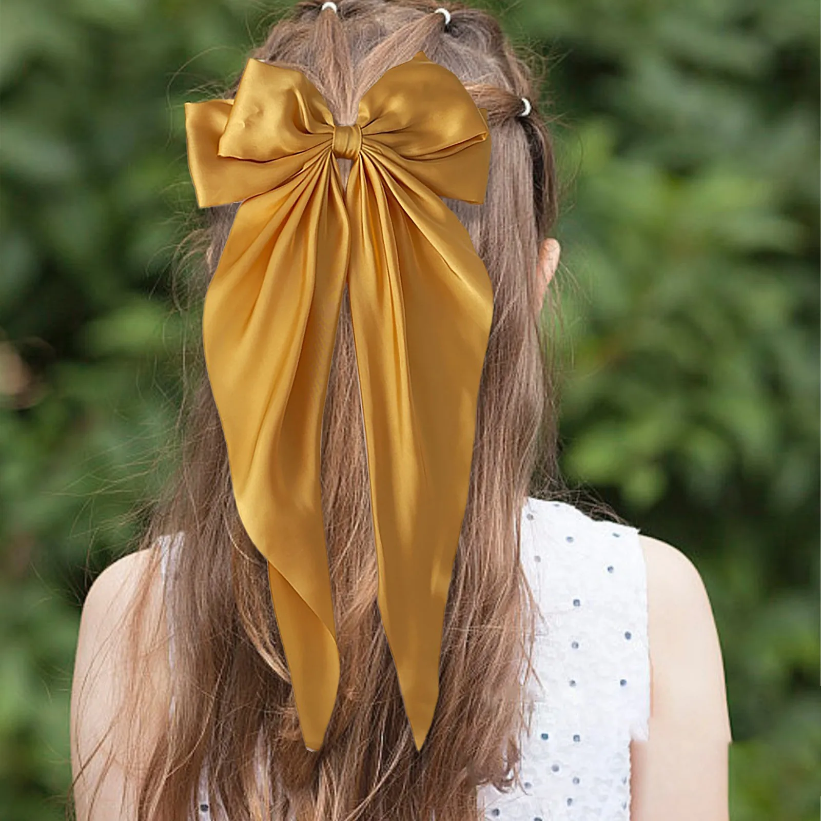 الشيفون القوس مقاطع الشعر الفتيات الحلو الأزرق الساطع الساتان Bowknot الشريط كبير خمر الجزء الخلفي من الرأس العلوي كليب اليابانية طالب