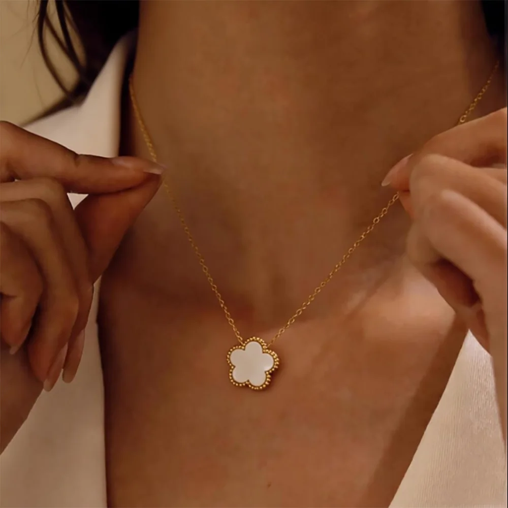 Lucky Clover Necklaces for Women Gold Color Stainless Steel Clover Pedant  Necklace Valentine Party Trendy Jewelry Gift