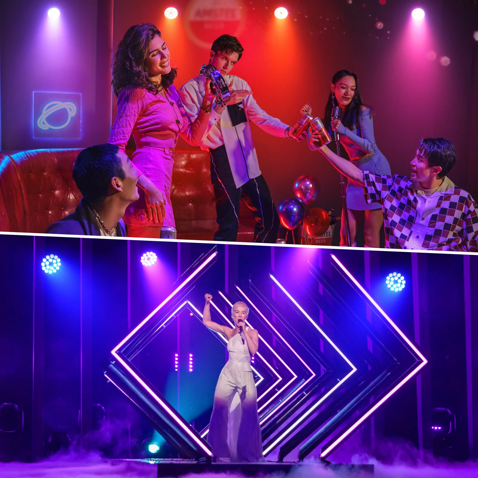 Somspot 4PCS RGBW LED Par Light 4IN1 DJ Party Lights DMX Remote Control Stage Effect Lighting for Disco Concert Wedding Theater