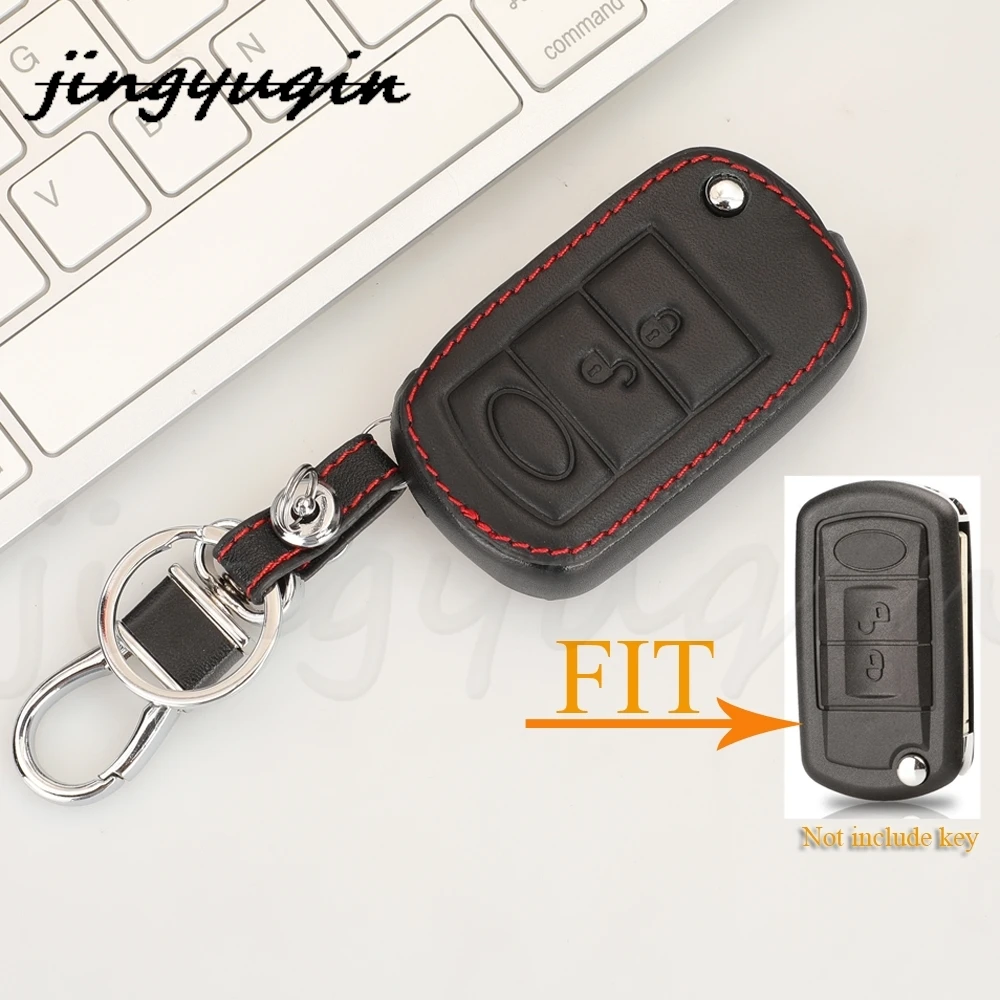 

jingyuqin 10pcs/lot 3 Buttons Leather Car Remote Key Cover Case For LAND ROVER Range Rover Sport LR3 Discovery