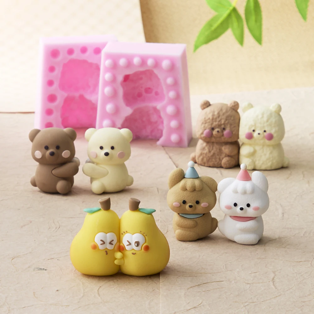 

Cute Cartoon Hug Couple Bear Silicone Molds Fondant Cake Chocolate Mould Valentine's Day Party Cake Tools Epoxy Resin Molds