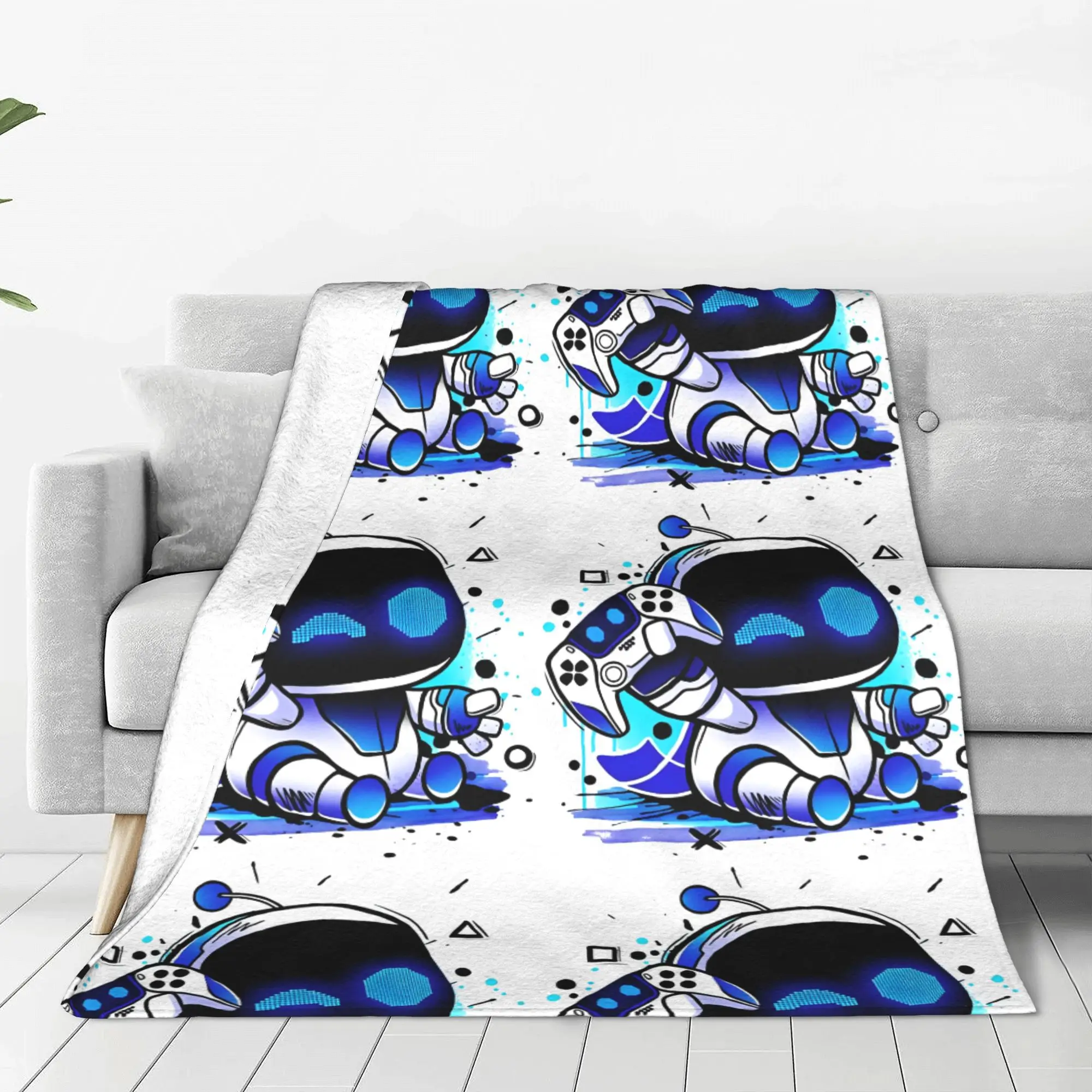 Watercolor Gamer Bot Active Blankets Fleece Summer Astrobot Portable Ultra-Soft Throw Blankets for Sofa Couch Rug Piece