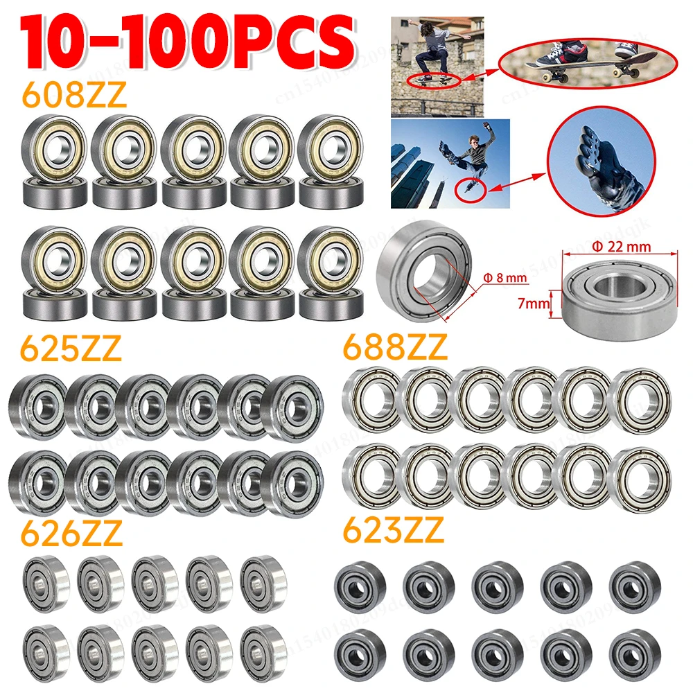 10-100PCS 608ZZ 623ZZ 688ZZ 625ZZ 626ZZ Ball Bearing Chrome Carbon Steel Ball Bearings 3D Printer Part Bearing Pulley Wheel