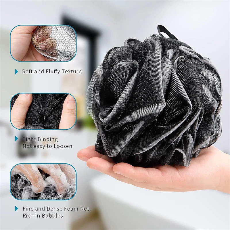 Bath Sponge Shower Loofah Soft Mesh Body Wash Scrubber Exfoliator Puff Shower Sponge Essential Skin Care for Women & Men Bathing