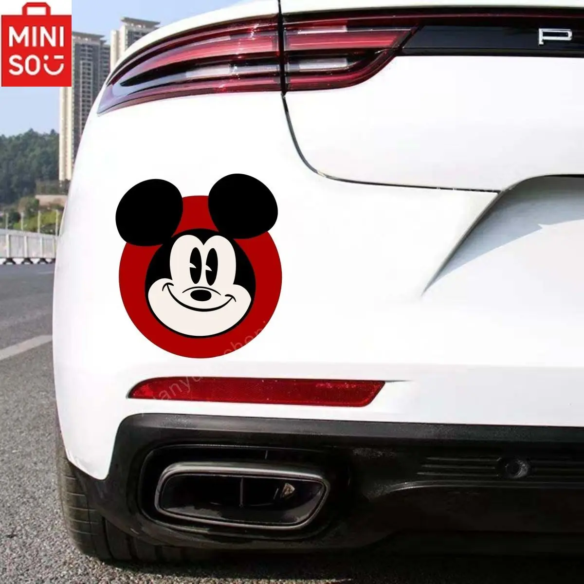 

Disney Mickey Car Scratch Cover Fun Modified Stickers Cartoon Mickey Waterproof Stickers Fuel Tank Cap Car Decorative Stickers