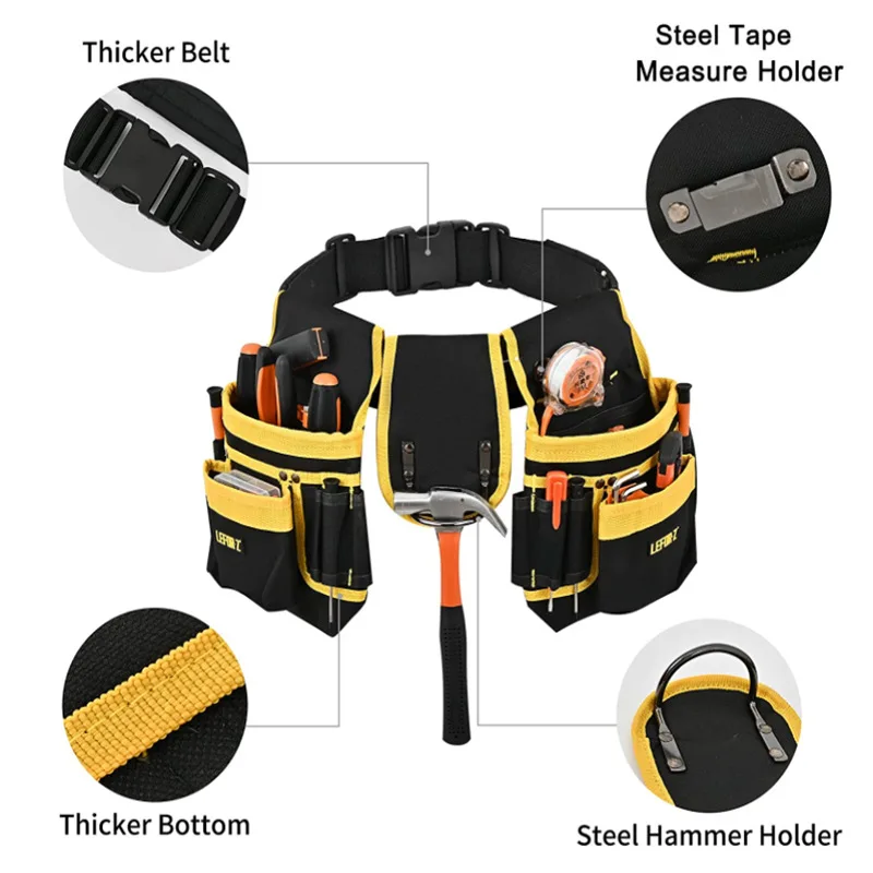 Multifunctional Oxford Cloth Tool Waist Bag Screwdriver Wrench Hammer Hardware Storage Electrician Professional Repair Tools Kit