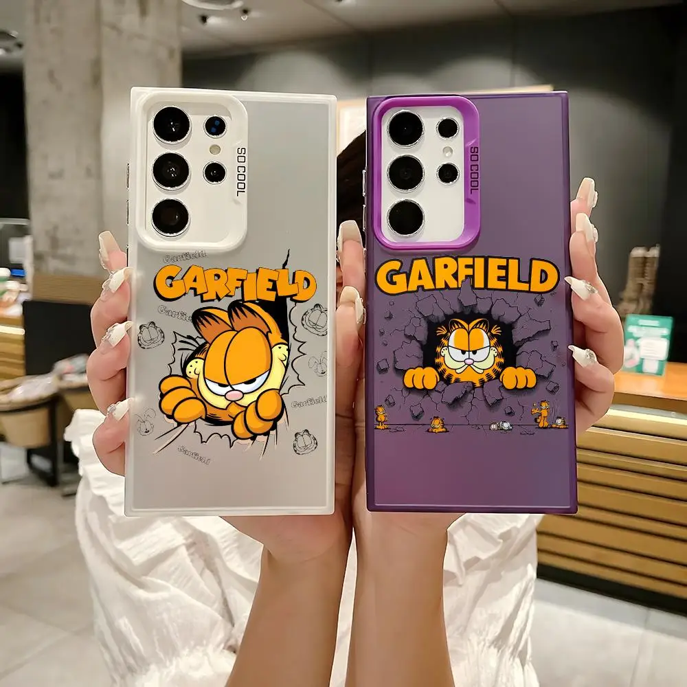 G-Garfields Anime cute Phone Case For Samsung Galaxy S25 Edge S24 S23 S22 S21 S20 Ultra Funda Silicone Silver cover