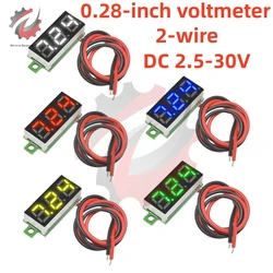 0.28 Inch DC LED Digital Voltmeter 2.5-30V Voltage Meter Auto Car Mobile Power Voltage Tester Detector 12V Red Green Blue Yellow