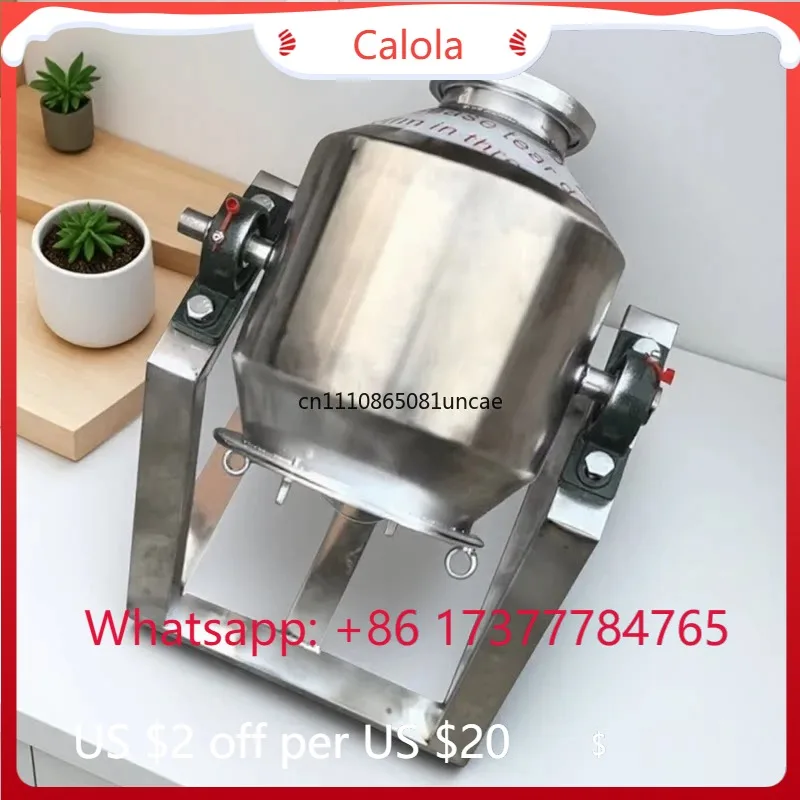 Small Waist Drum Dry Powder Mixer, Stainless Steel Food Grade Blender for Powder Mixing