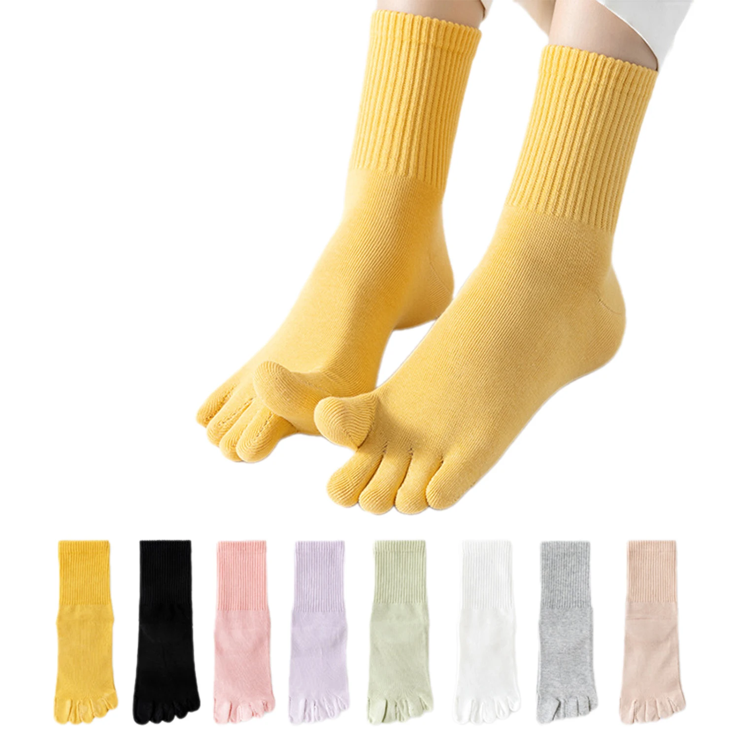 

3 Pairs Women Toe Socks Cotton Breathable Compression Crew Five Toe Sock for Women Men Athletic Running