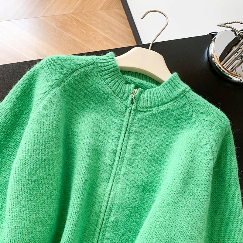 أوصى مزدوجة سستة محبوكة Jaet المرأة كسول Sle تصميم الإحساس ort النسخة الكورية النظام سترة الخريف الشتاء