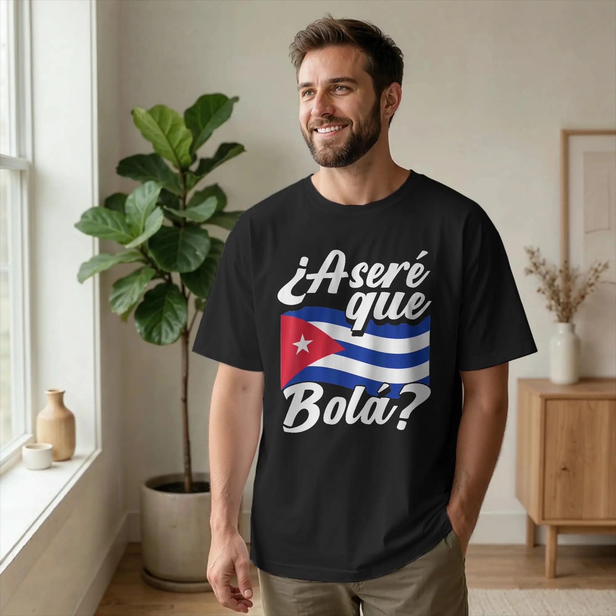 Men's T-Shirt Funny Cuban Greeting Asere Que Bola Awesome Cotton Tee Shirt Short Sleeve Flag T Shirts Crewneck Tops 4XL 5XL 6XL