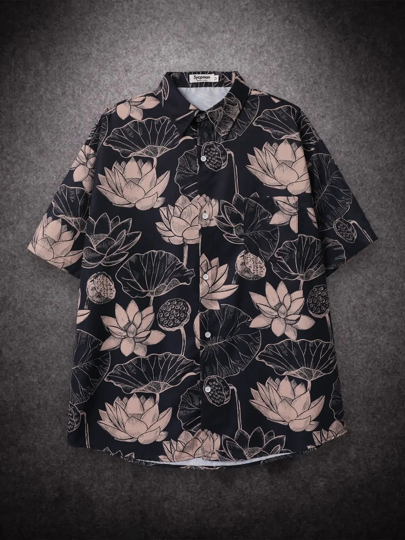 Sycpman Retro Hiphop Print Short Sleeve Shirt Men Loose Casual Shirts for Summer Hawaiian Clothing