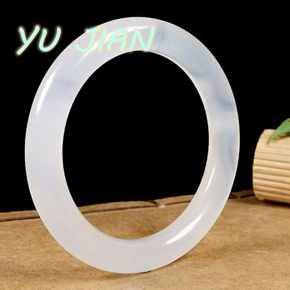 

New Ice Transparent Light White Natural Jadeite Bracelet Delicate Elegant Jade Bangle Round Bar Handring Fine Jewelry