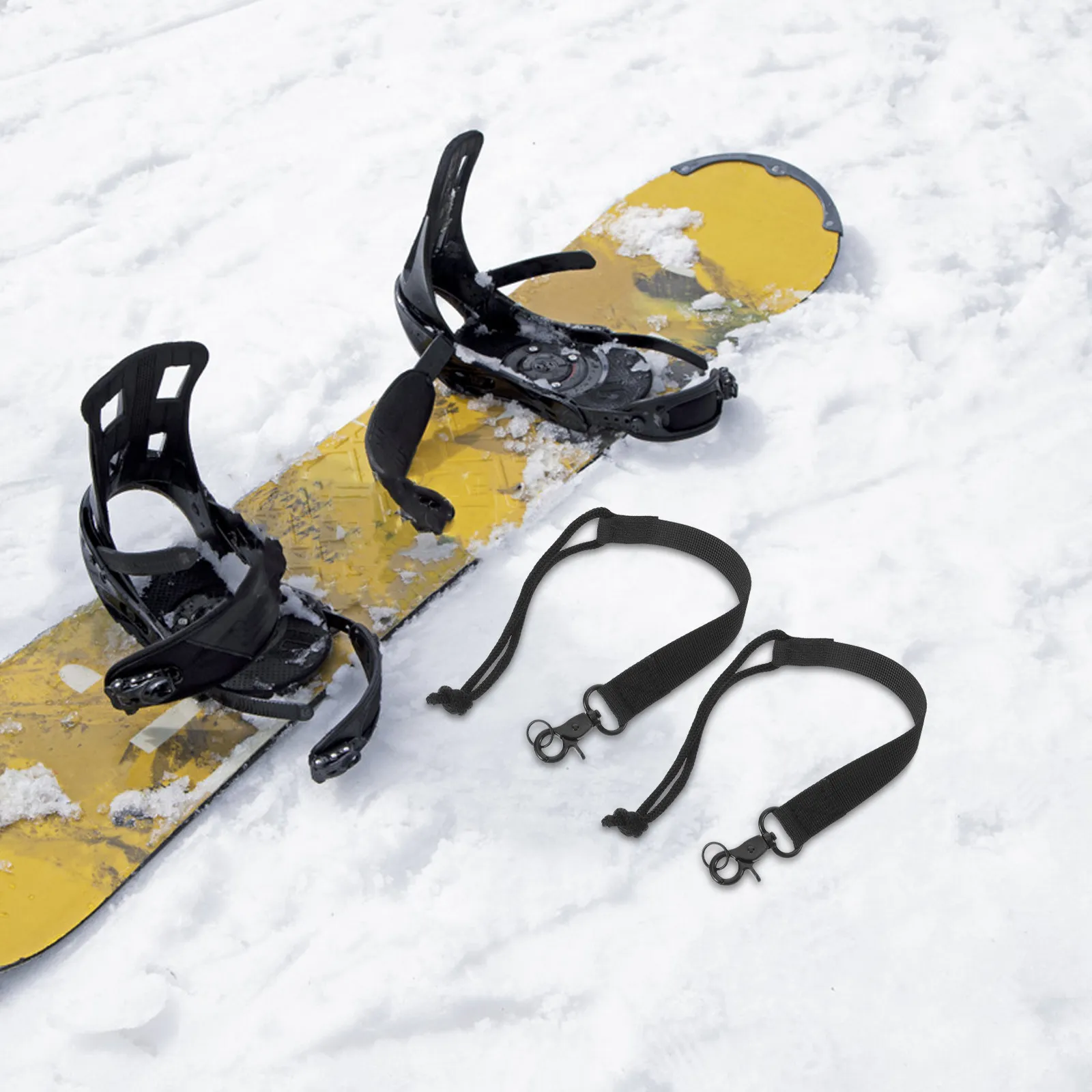 

2Pcs Adjustable Snowboard Boot Strap Black Leash Cord Secure Ski Binding Strap Snowboard Safety Leash Ski Boot Binding Aid