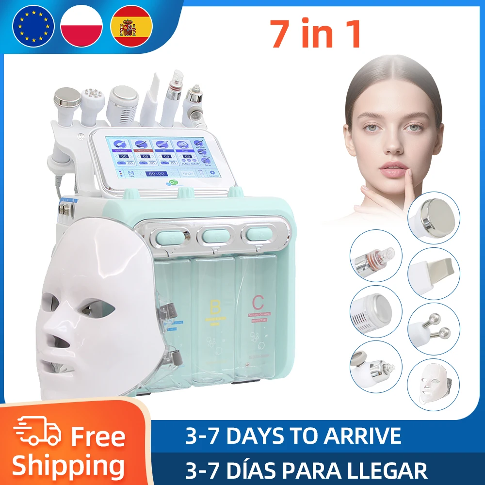 Máquina Facial 7 en 1 de Hidrodermoabrasión con Oxígeno, Limpieza Profunda, Cuidado de la Piel, Reafirmante, Eliminación de Puntos Negros, Dispositivo de Belleza para Spa