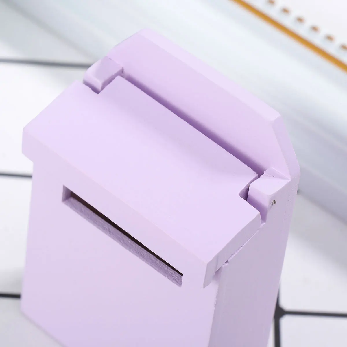 1 قطعة صندوق بريد خشبي مصغر الخزامى ديكورات منزلية صغيرة المشهد الدعامة الاطفال المنزل الفن عرض إغلاق غطاء