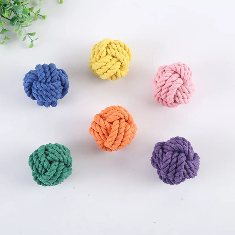 Cotton Rope Dog Ball Toy Tough Chew Resistant For Teeth Clea