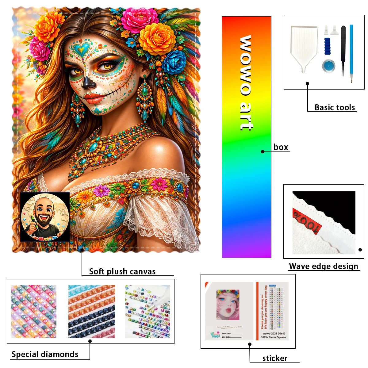 【Davicillo91 Diamond Art】Mujer con encanto exótico, 120 colores Resin FD &AB &CR & MT are dazzlingly intertwined With flocking