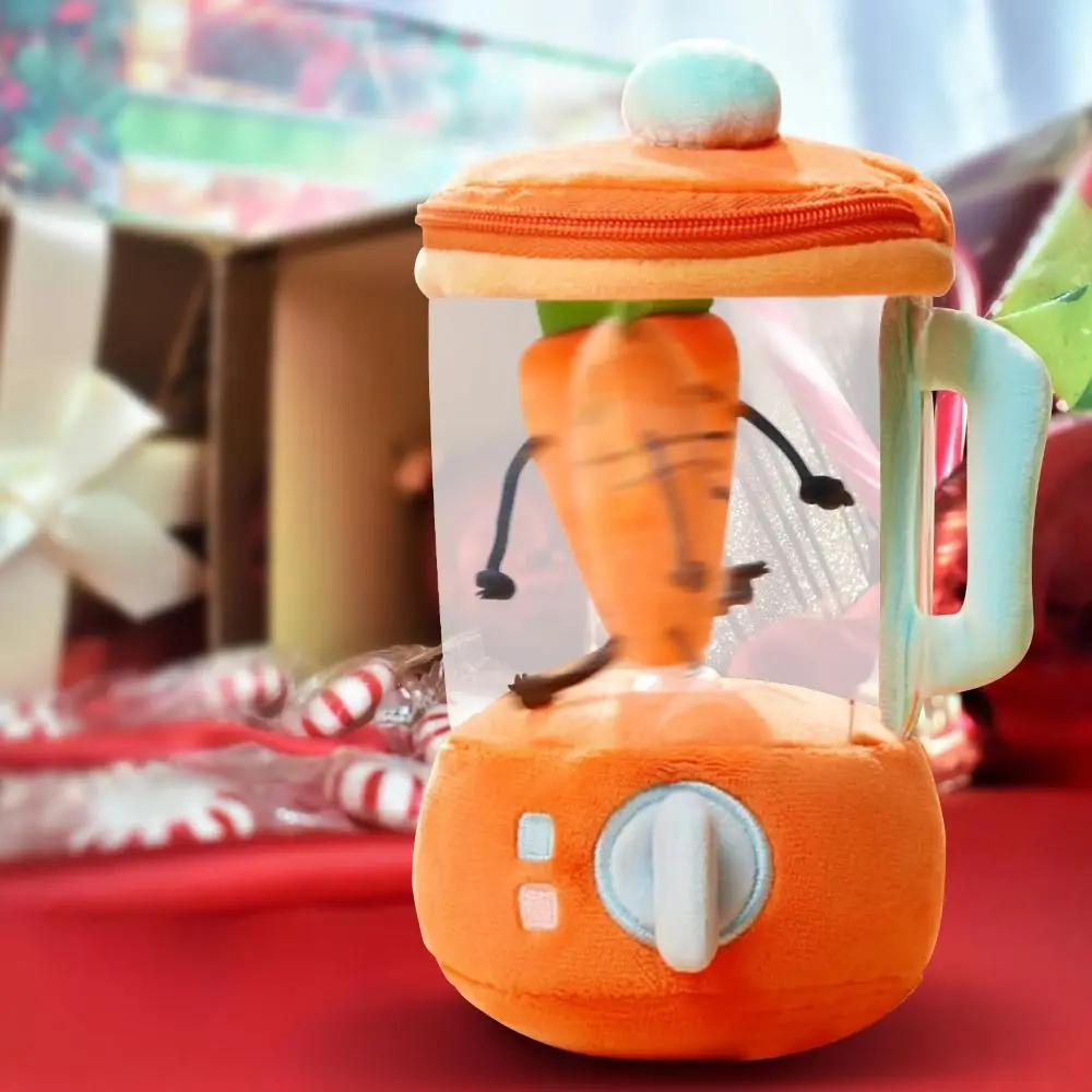 Cartoon Funny Carrot Juicer Plush Toy Drawstring Rotating Bag Pendants Stuffed Plush Toys Carrot/Flower Blender Toy