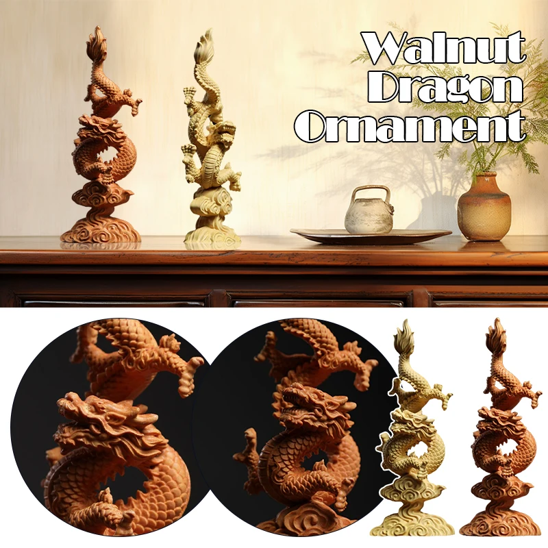 Boxwood Dragon Statue Chinese Auspicious Beast Solid Wood Carving Home Porch Ornaments Room Office Tabletop Car Decor Crafts - Image 6