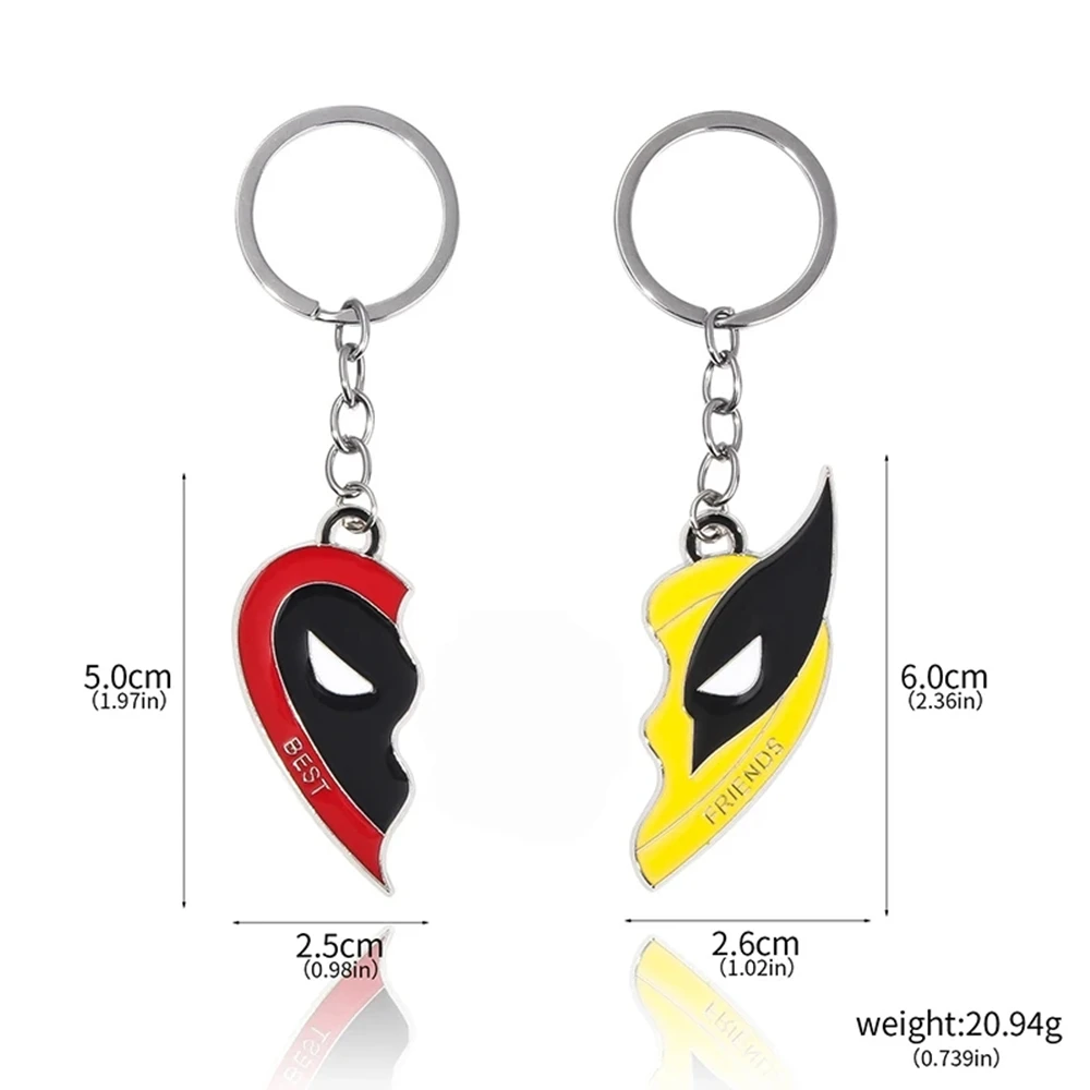 Deadpool Wolverine Necklace or Keychain Best Friends Pendant Superhero Alloy Friends Jewelry Couples Deadpool Necklace Keychain