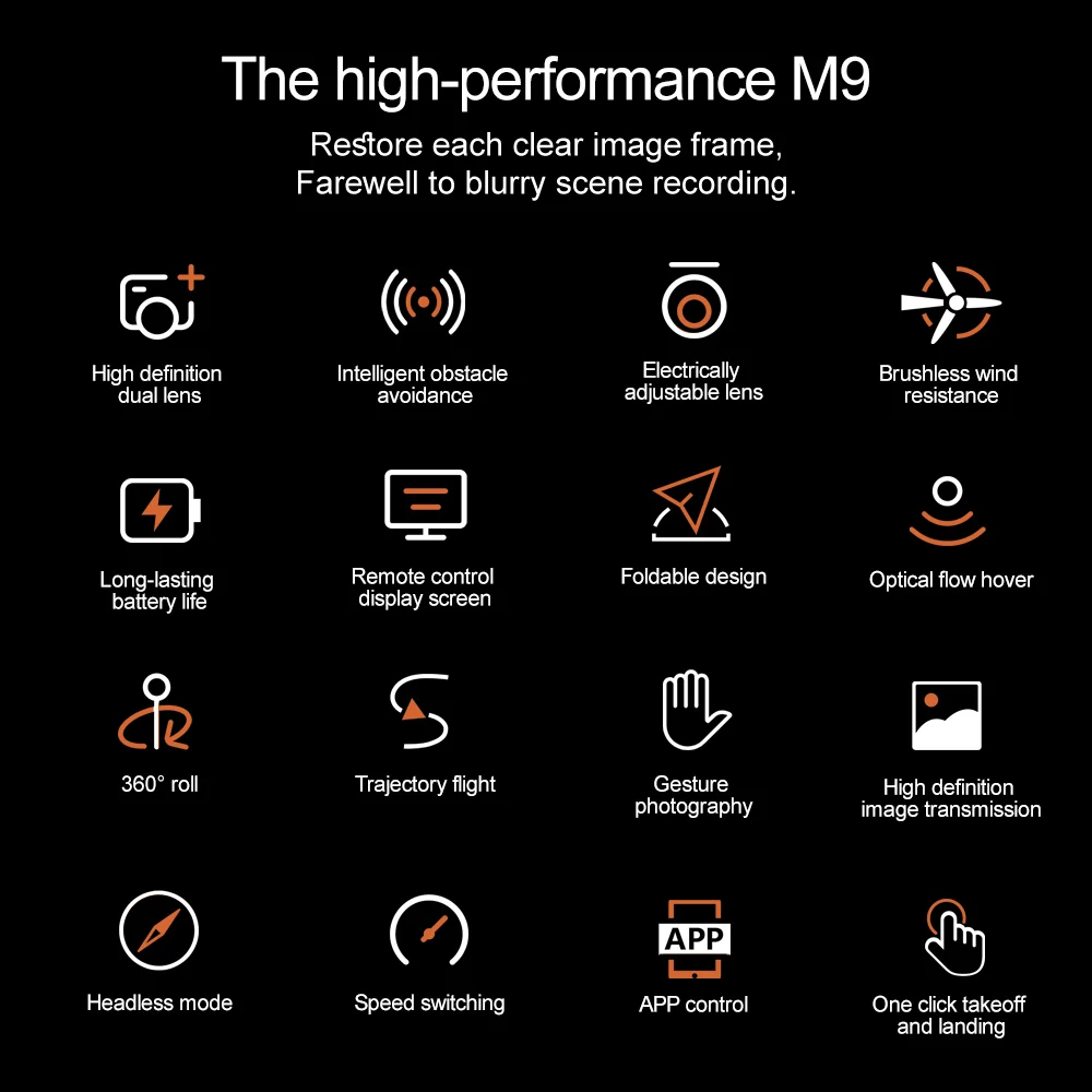 Original M9 Pro Professional 4K Drone with 5G GPS HD Dual Camera Brushless Foldable Quadcopter for Photography RC Drones Toy